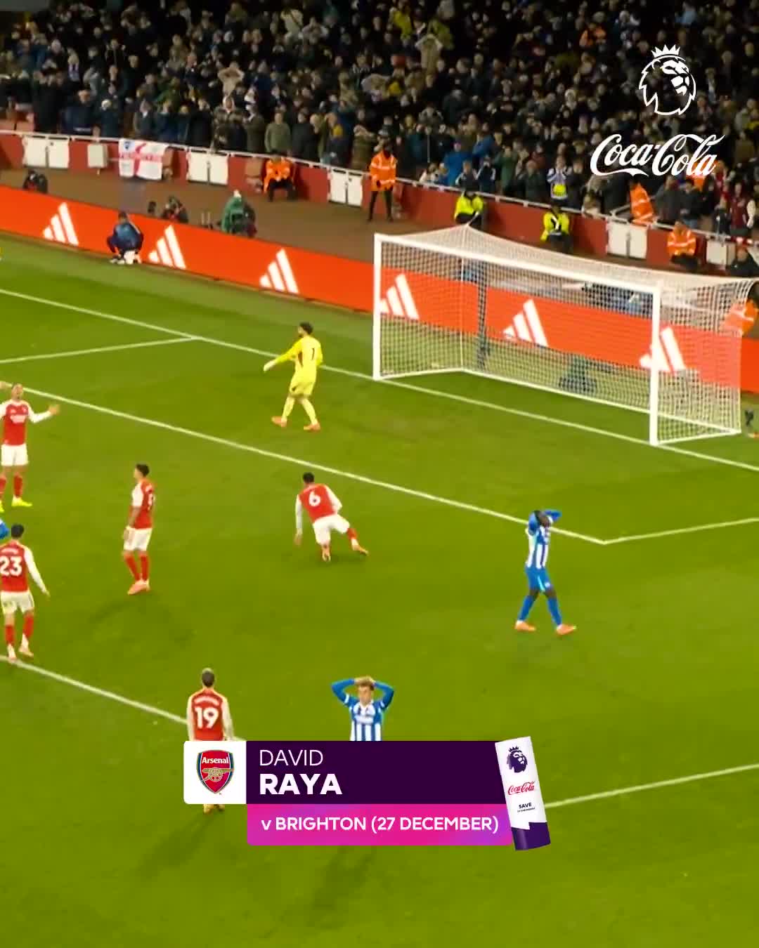 David Raya wins Coca-Cola Save of the Mo...