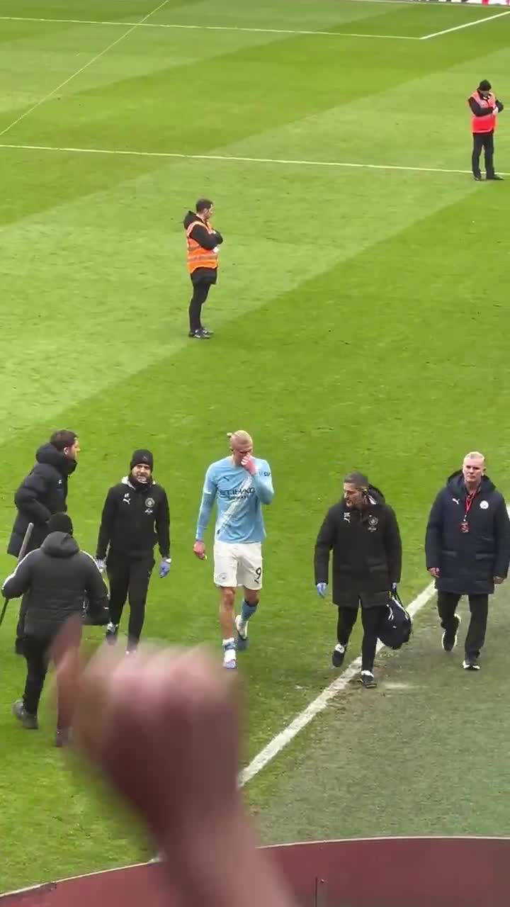 Erling Haaland walks off to Haaland how...