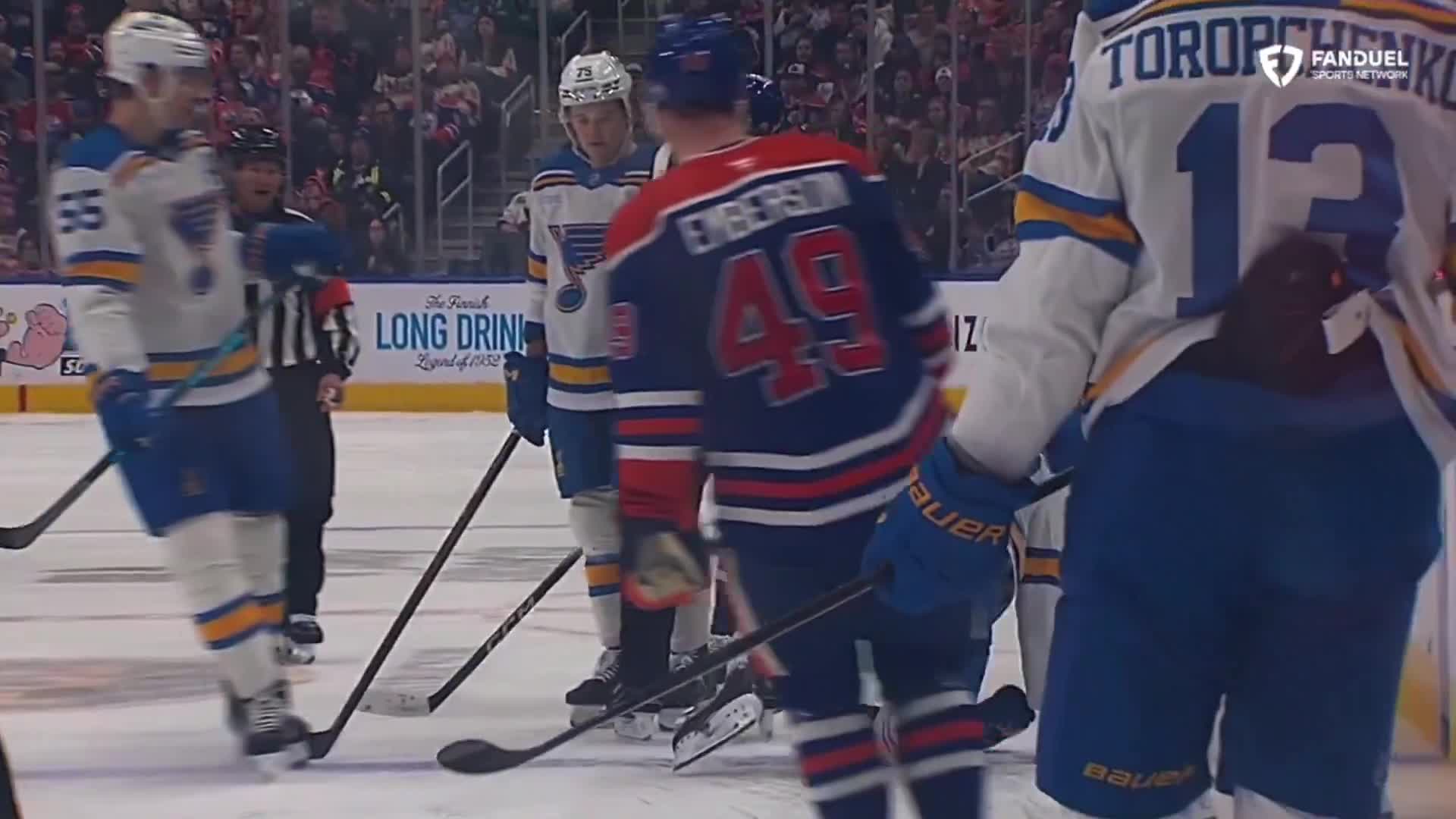 Oskar Sundqvist got tied up with McDavid...