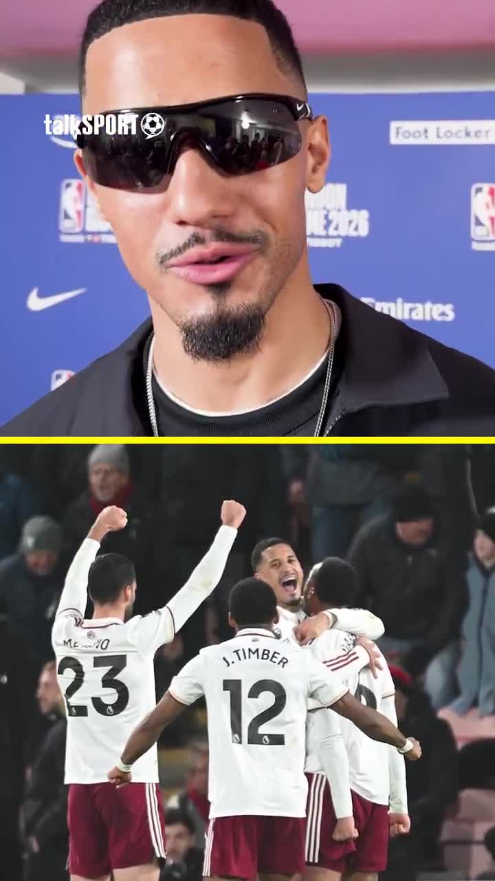 Arsenal defender William Saliba speaks t...