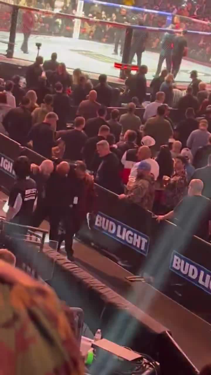 UFC referee Mark Smith was seen being carried out the arena earlier