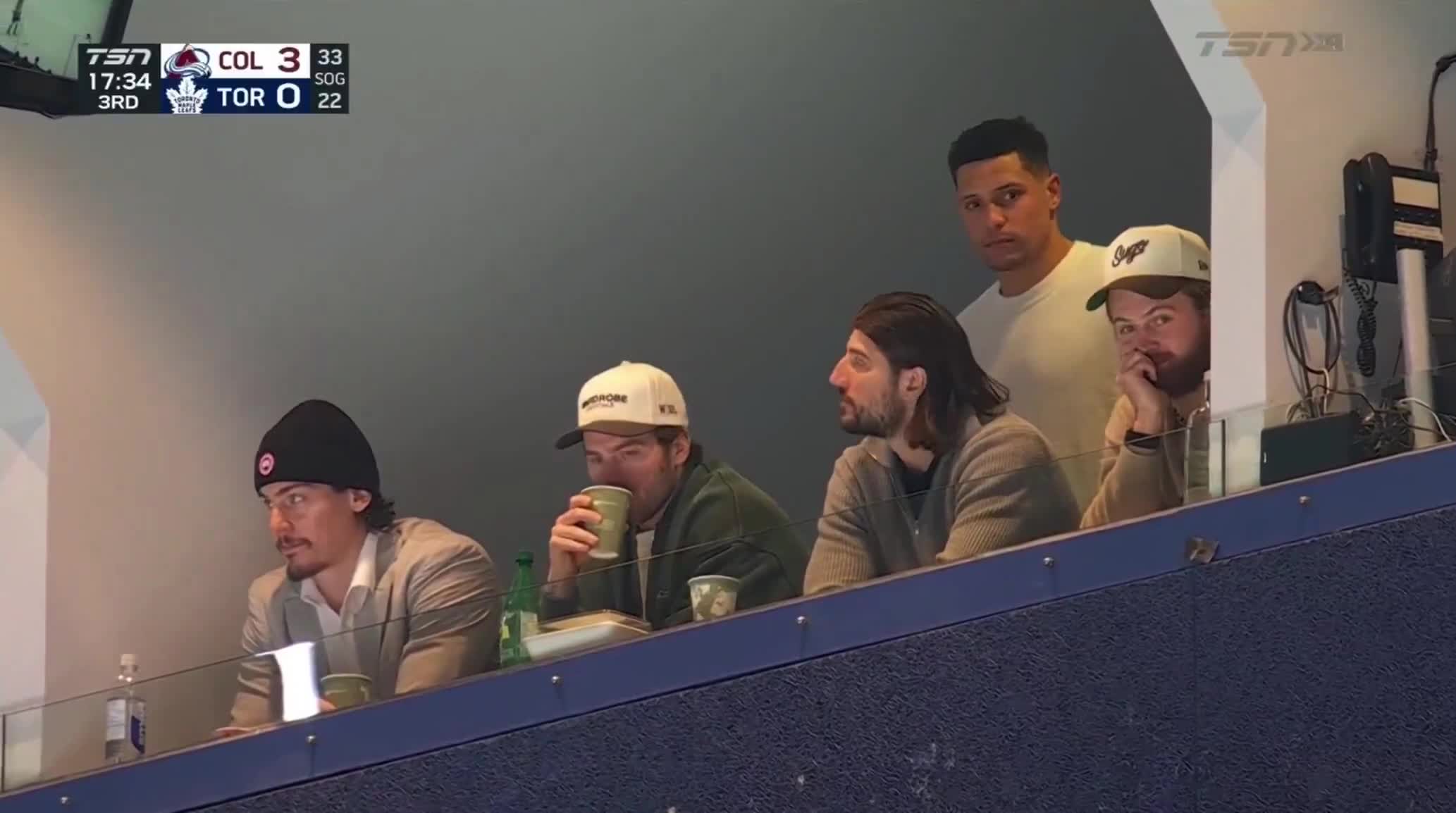 Leafs players in the press box realized ...