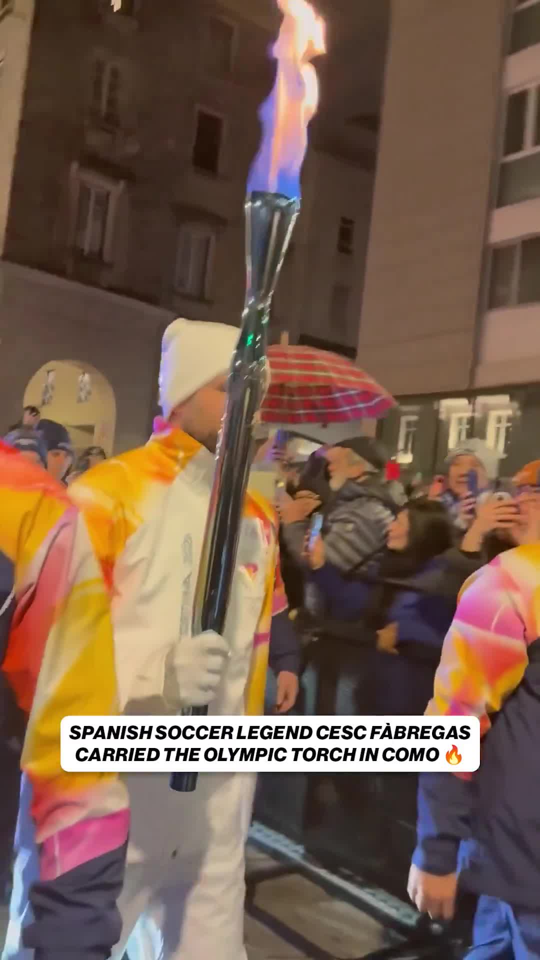 Como manager Cesc Fábregas carried the Olympic torch ahead of the Winter Olympics!