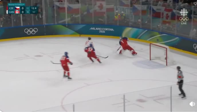 Celebrini gets the tip on Makar's shot to open the scoring late in the 1st