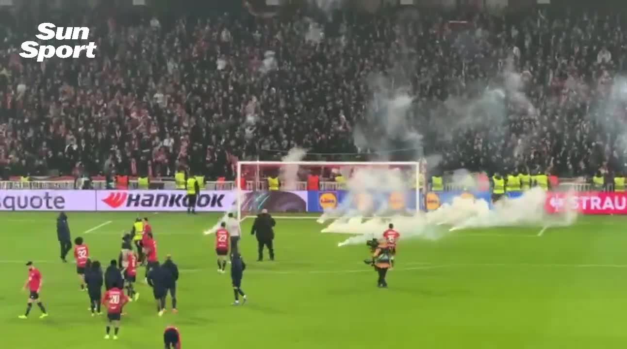 Lille fans threw flares at their own team after losing to Red Star Belgrade in the Europa League.