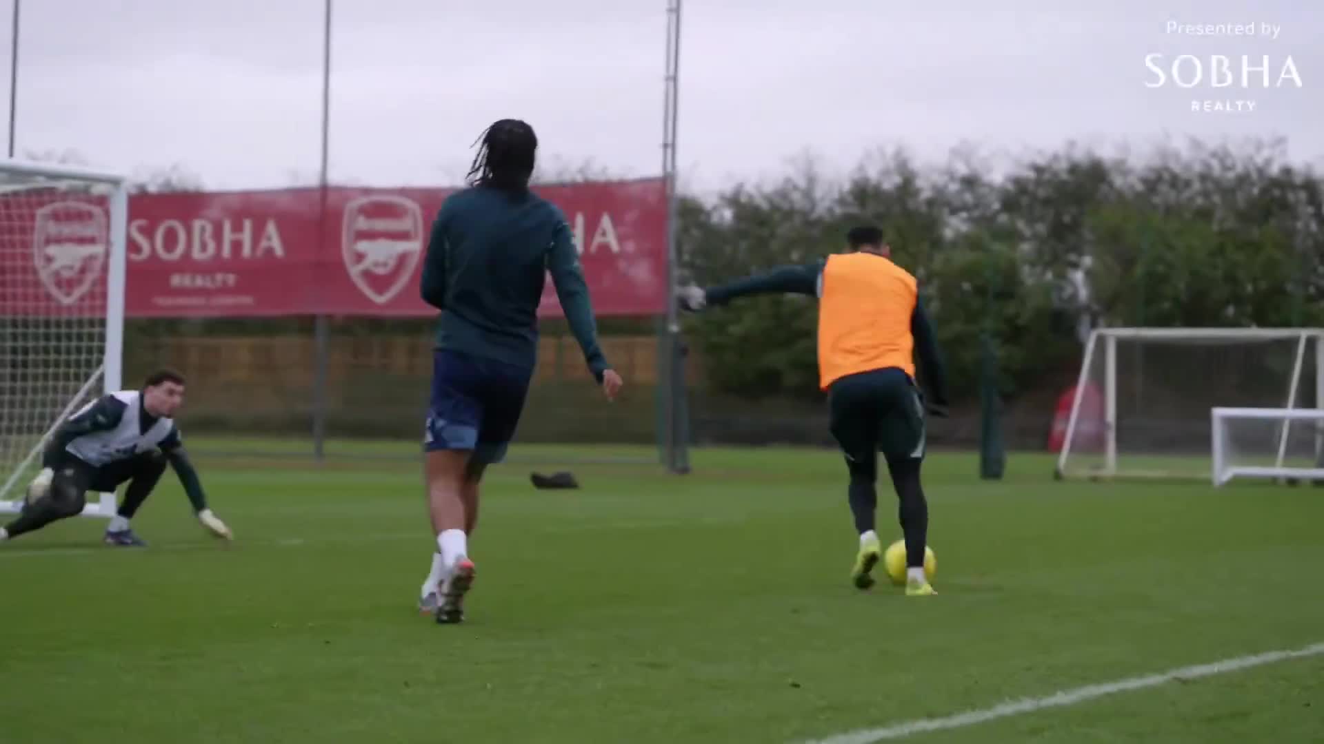 Shooting practice in Arsenal training to...