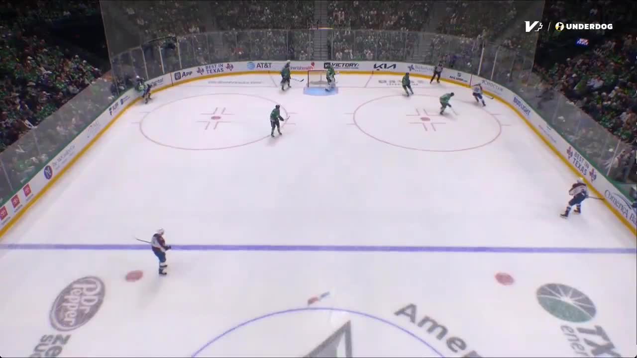 Roope Hintz had to be helped off the ice...