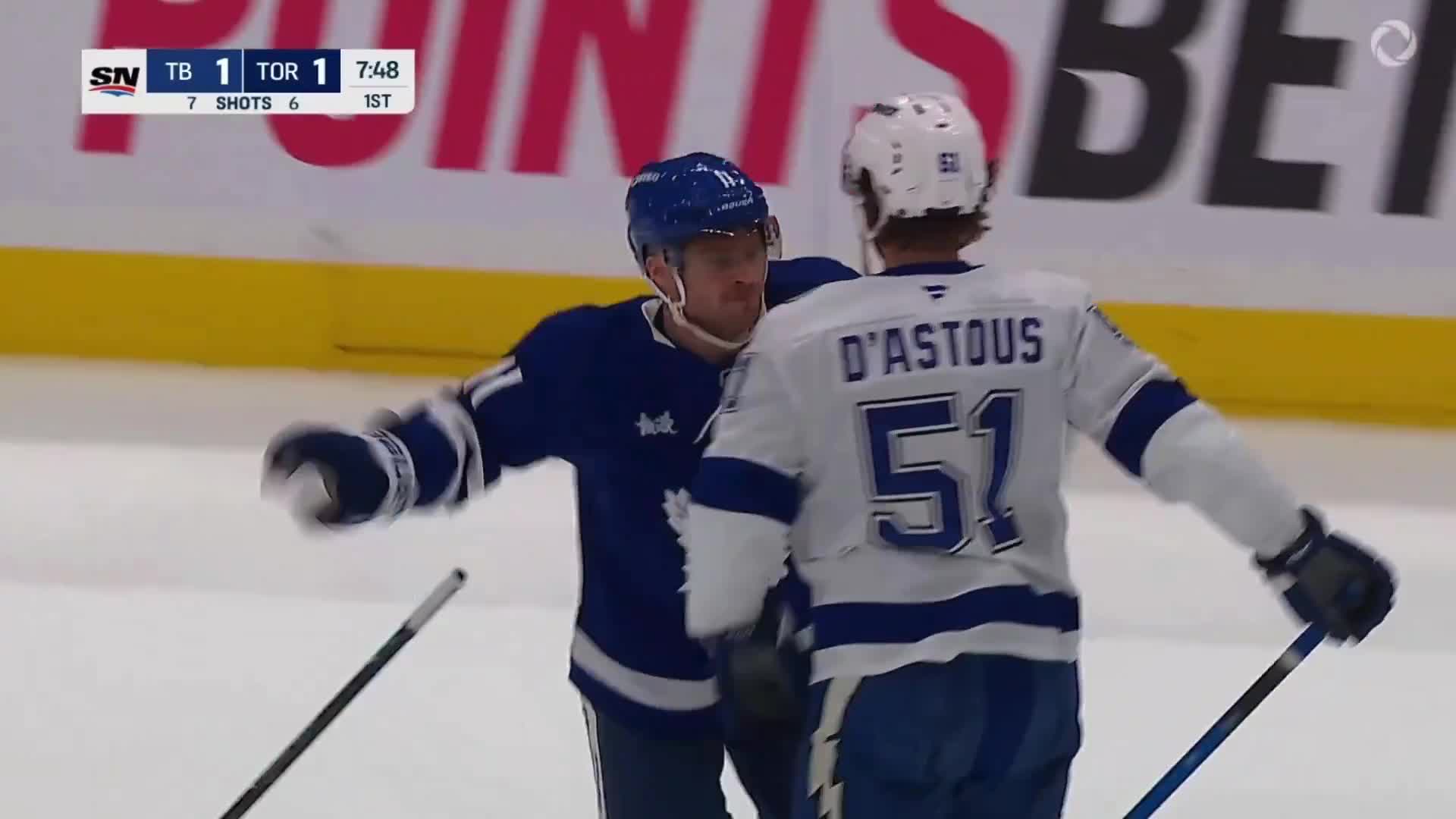 Domi and D'Astous drop the gloves