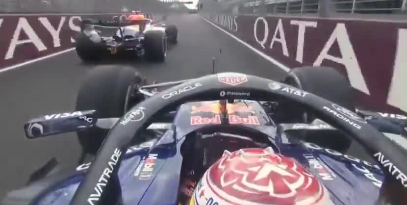 Max Verstappen and Arvid Lindblad in the...
