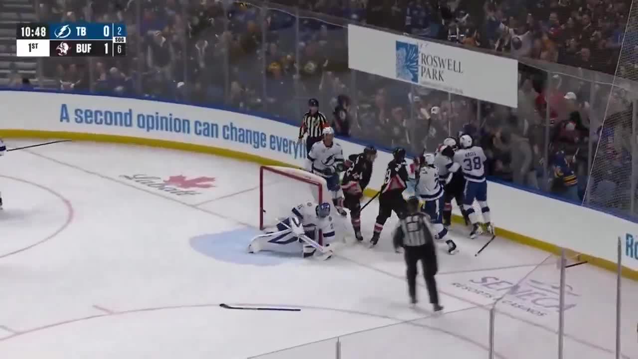 A team wide scrum between Tampa and Buffalo ends with a Hagel v Krebs fight