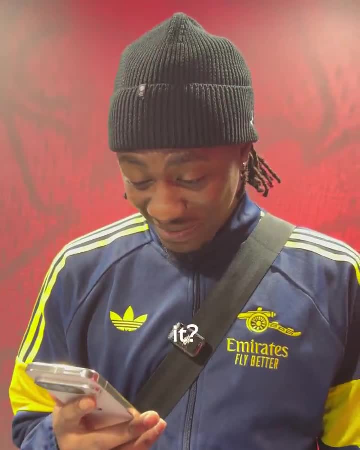 Eze reacts to his first-ever Champions League goal