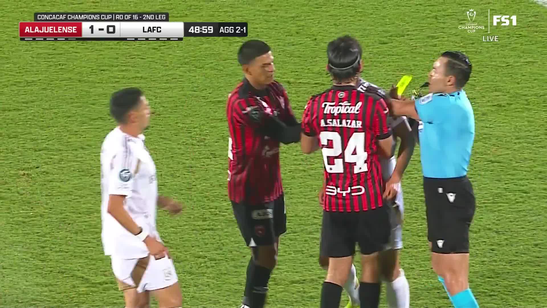 Son Heung-min reacts to a late tackle against LD Alajuelense