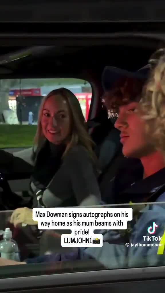 Max Dowman and his mum after the game