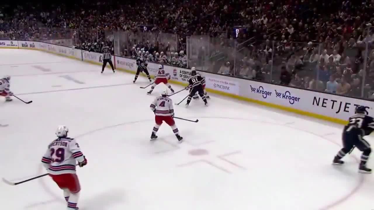 Braden Schneider with an own goal... off his head