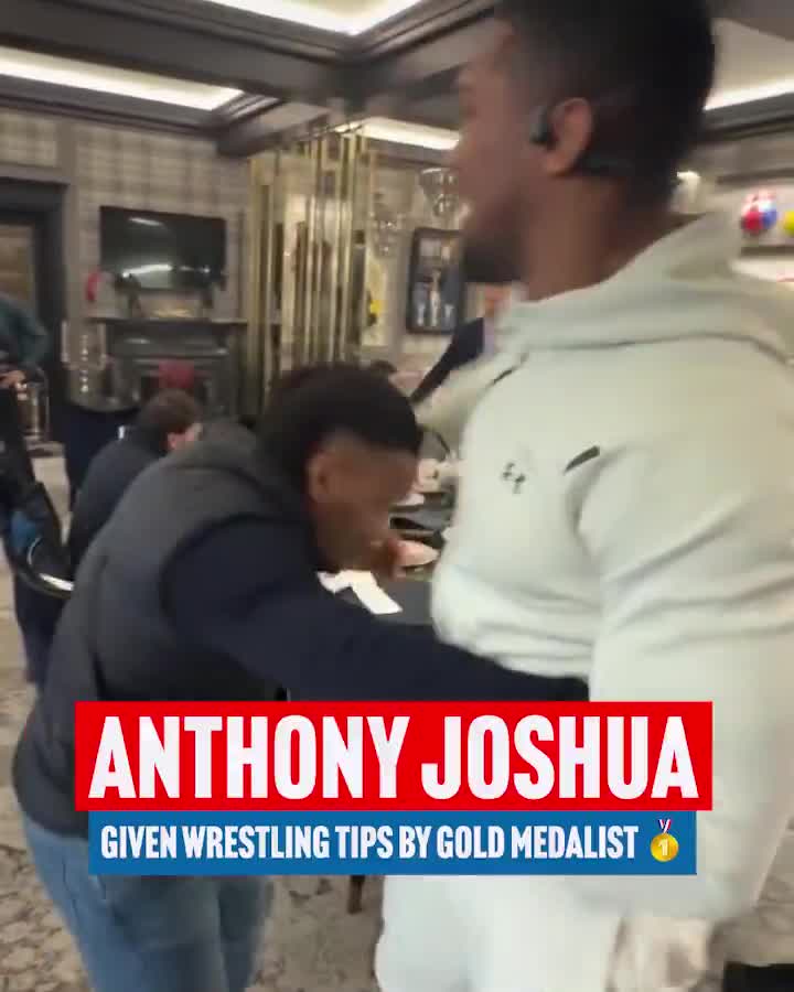 Anthony Joshua learning from Greco-Roman wrestler Zhan Beleniuk in Ukraine