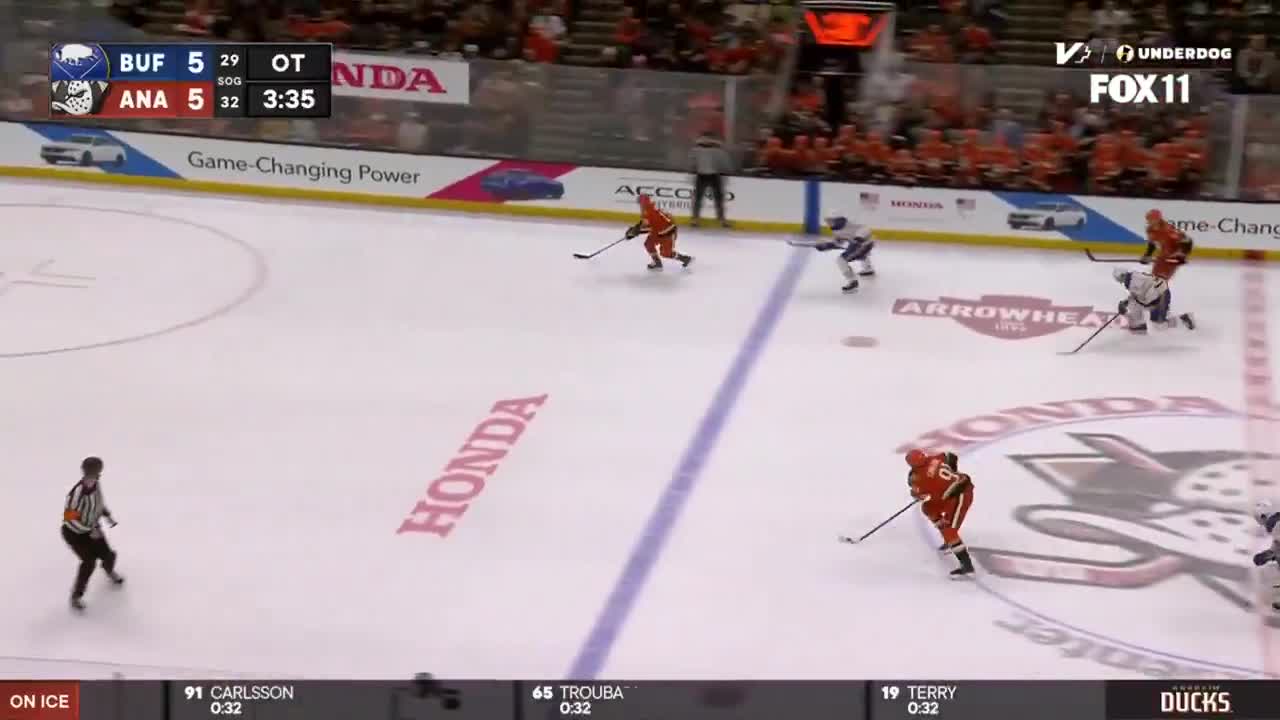 TROY TERRY WINS THE PUCK BATTLE AND WINS THE GAME
