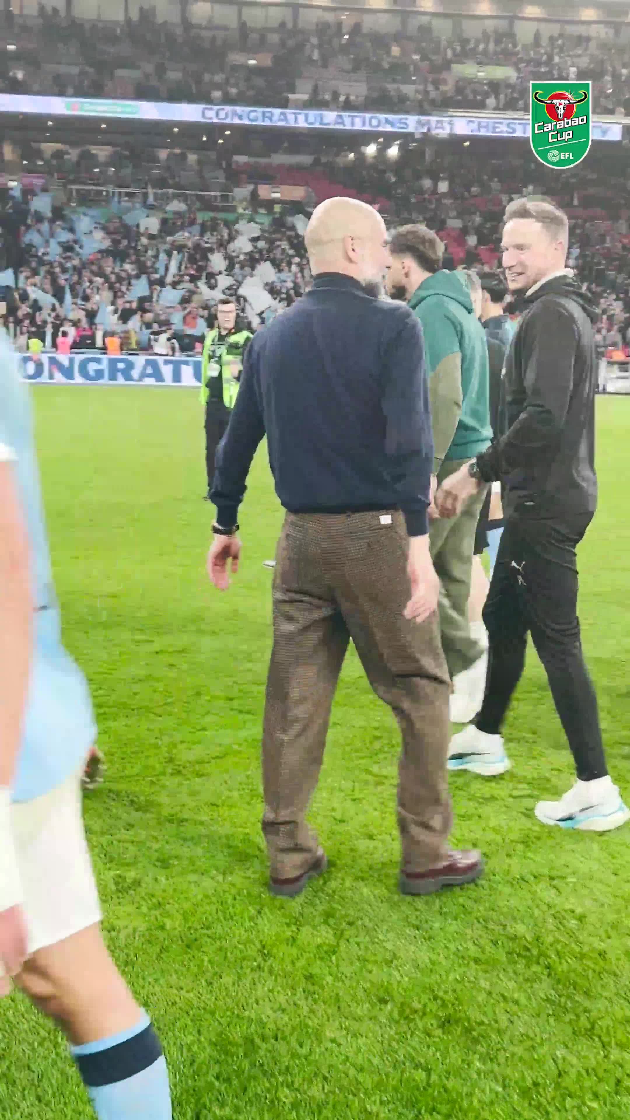 Pep Guardiola’s reaction after Man City wins the cup