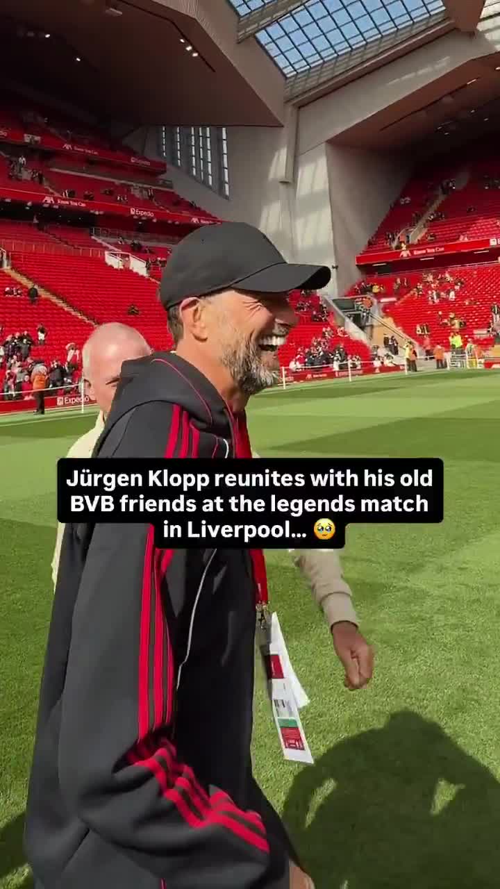 Jürgen Klopp reunited with some of his former Borussia Dortmund friends and players before a legends match at Anfield.