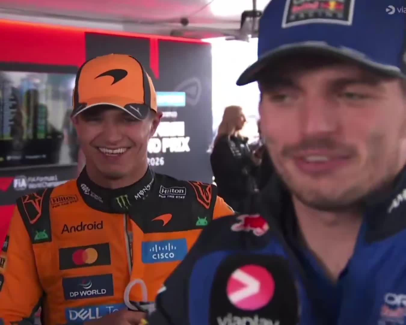 Lando and Max react to the battery situation