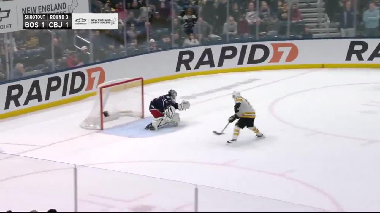 The Boston Bruins complete a comeback against the Columbus Blue Jackets after trailing 3-0 in the third period