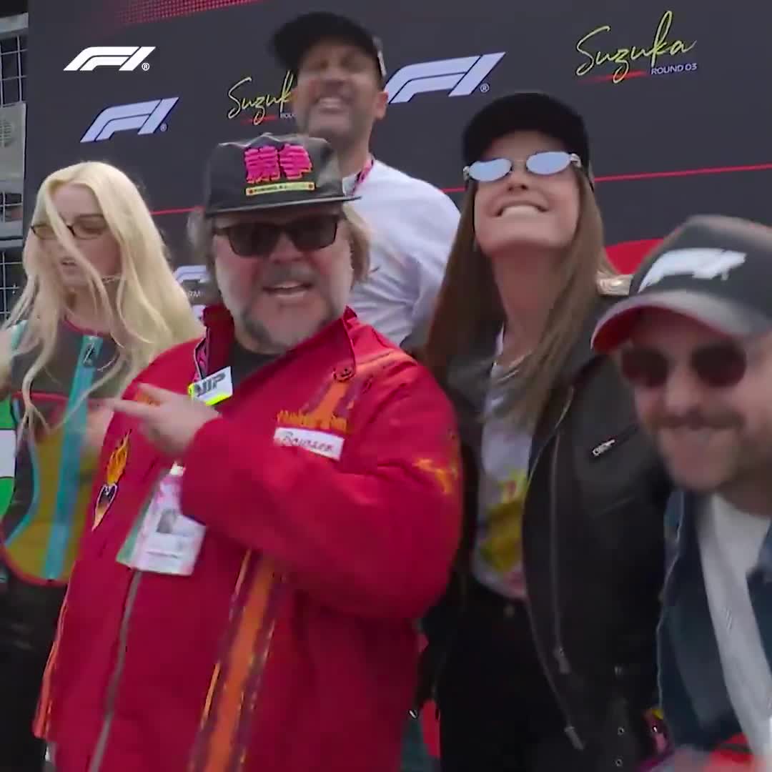 Jack Black and his group enjoying themselves at Suzuka.