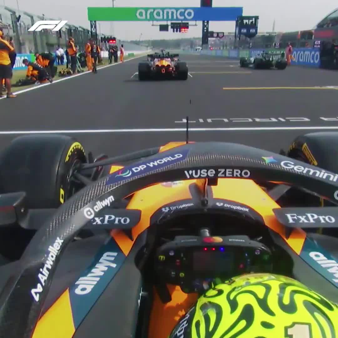 A laugh from nowhere for Lando on the starting grid