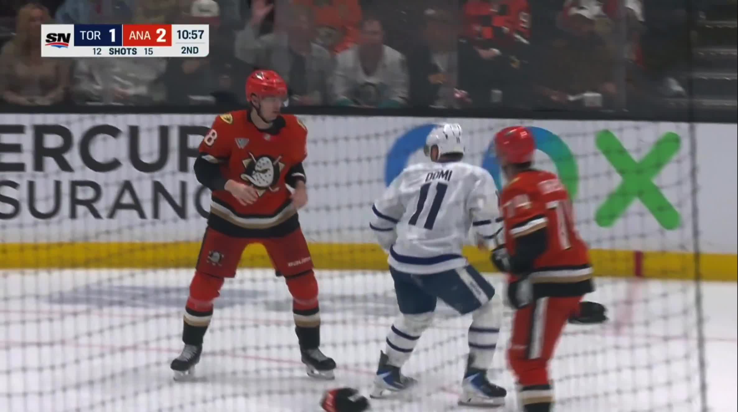 MAX DOMI DROPS THE GLOVES WITH PAVEL MINTYUKOV FOR HIS 2ND SCRAP OF THE GAME