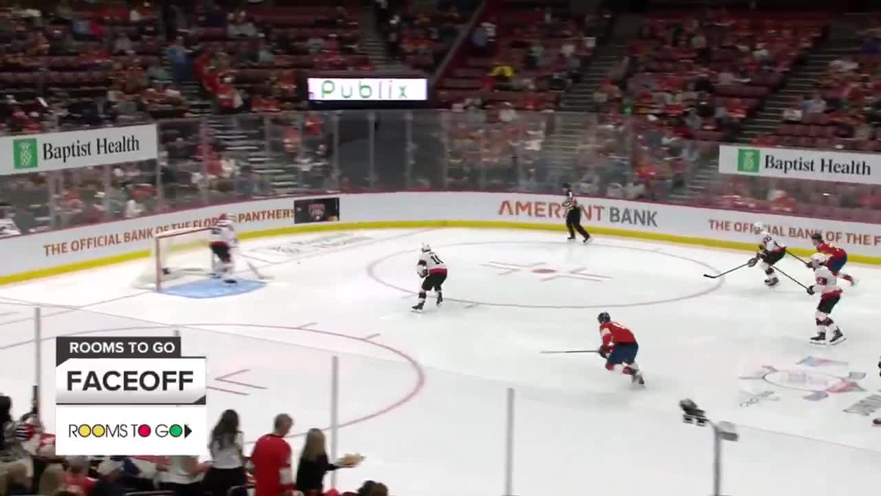 Panthers score just 8 SECONDS IN after a miscommunication by the Senators