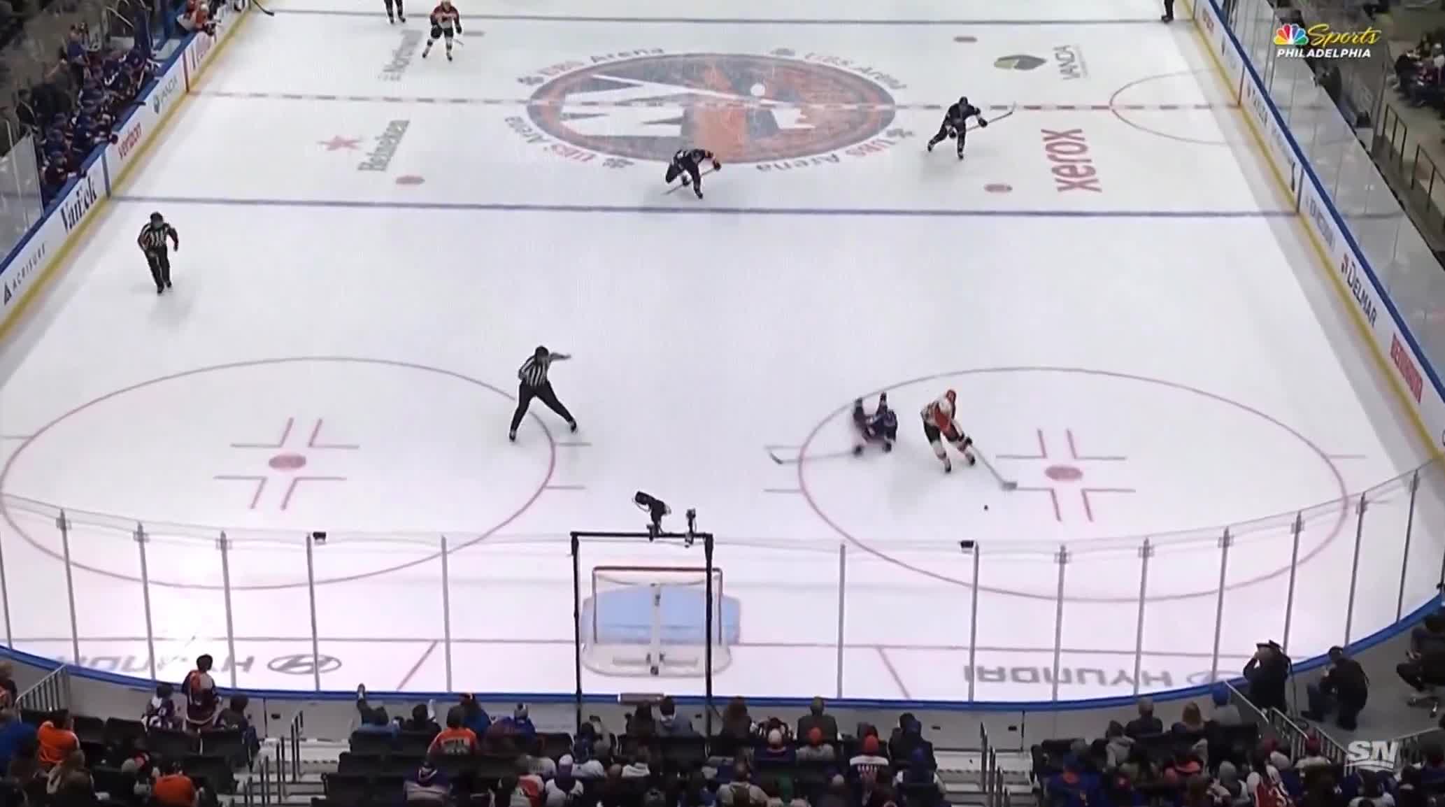 Matthew Schaefer with the HUSTLE and DENIAL on Owen Tippett's empty net attempt