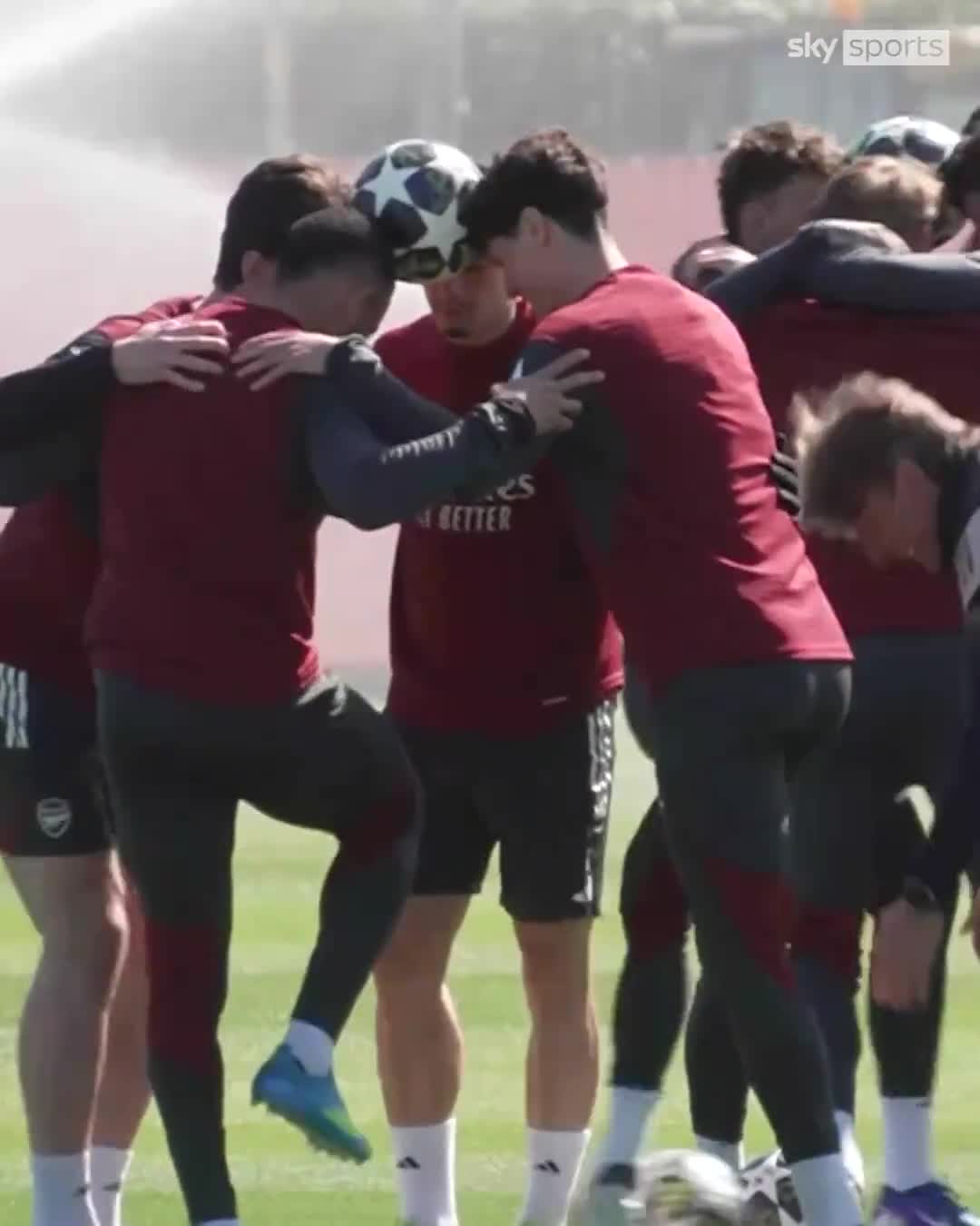 The Arsenal players are training hard ahead of their Champions League game against Sporting tomorrow…