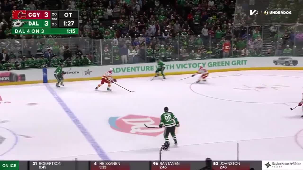 WYATT JOHNSTON WINS IT IN OVERTIME HIS 26TH POWER PLAY GOAL TOO