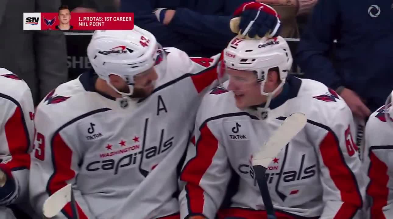 What a moment as Aliaksei Protas shows some love to his brother Ilya for getting his first NHL point in his debut tonight