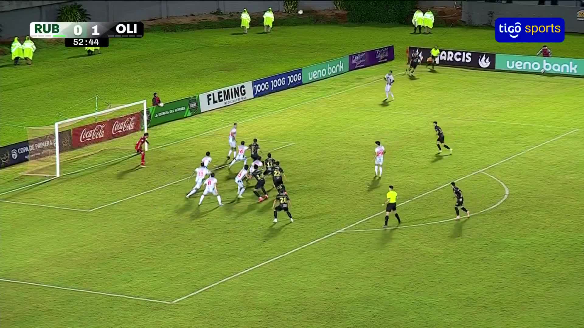 Sebas Ferreira’s penalty was saved by Franco Fragueda, the rebound was cleared by a defender but it hit Sebas Ferreira in the face and went into the goal.