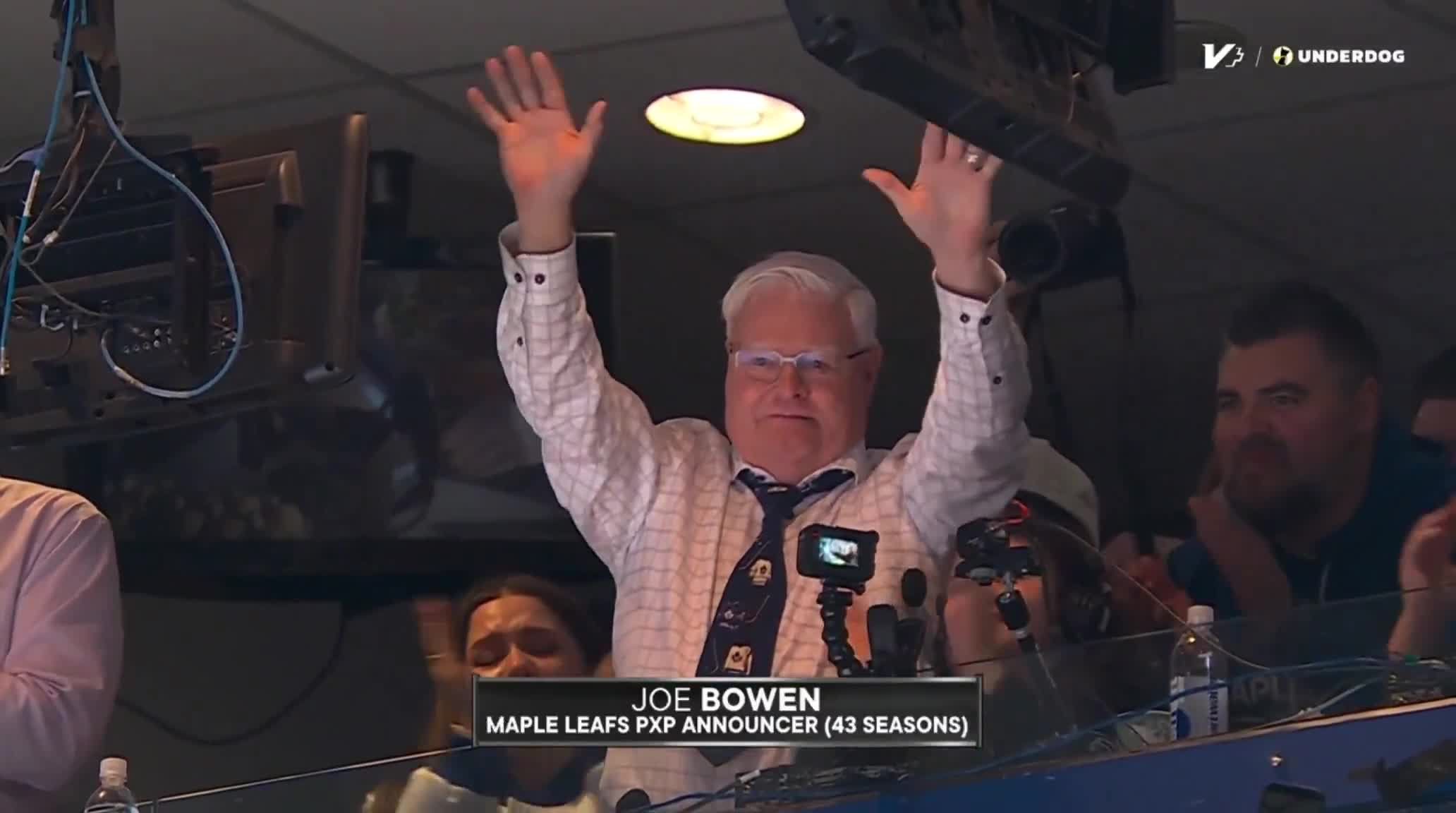 Legendary Leafs commentator Joe Bowen was overcome with emotion after a touching sendoff for his final home game in the booth