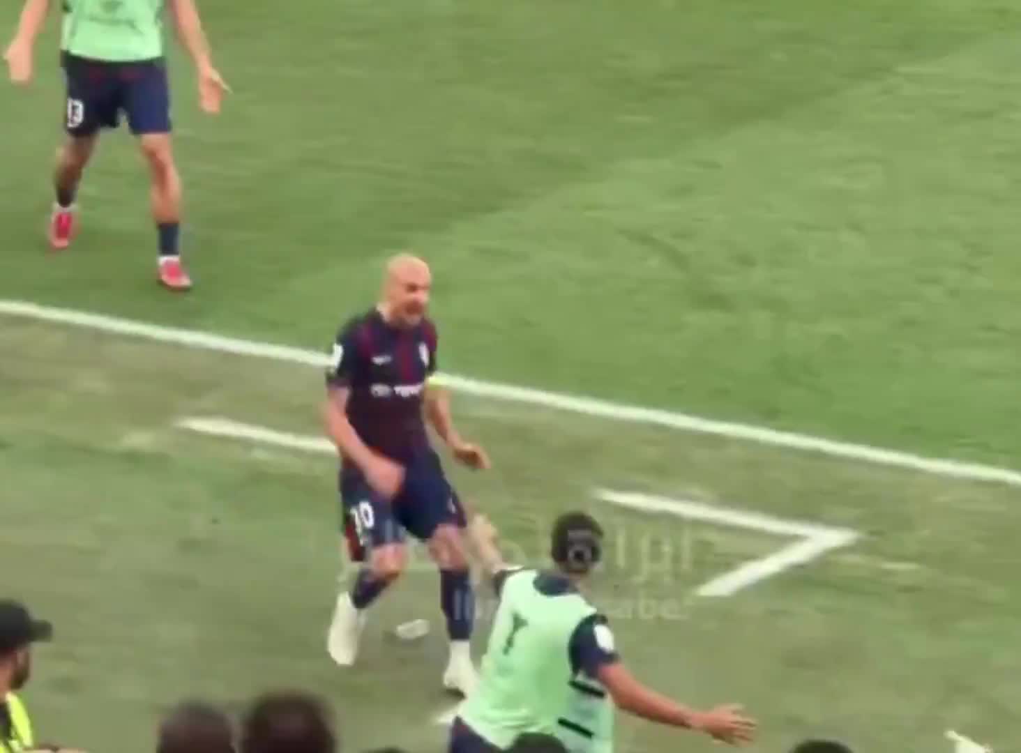 Johor's captain took the flag from the referee and hit the paramedics