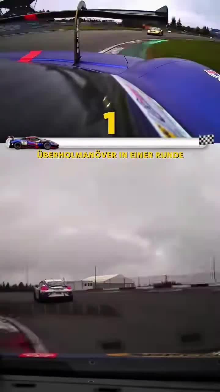 Max Verstappen overtaking cars at the Nürburgring Nordschleife