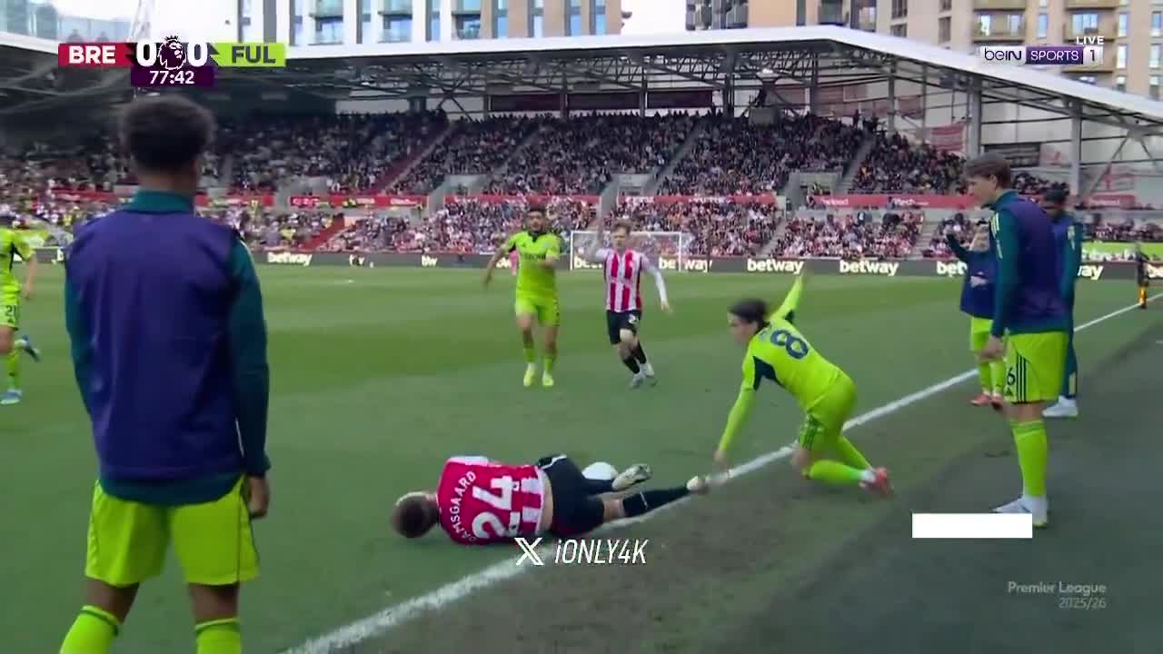 Wilson made a dangerous tackle on Mikkel Damsgaard, no card