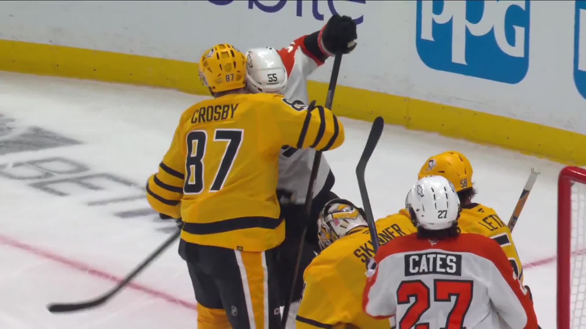 Ristolainen took a swing at Sid after the whistle