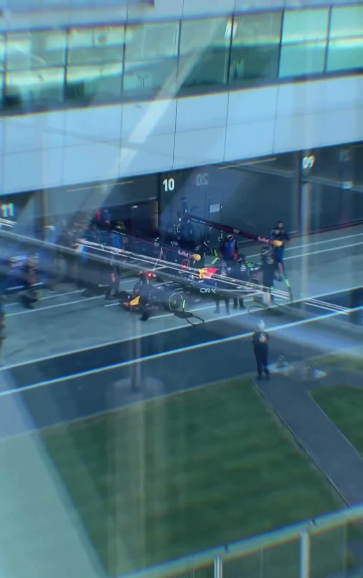 Max Verstappen today at Silverstone during filming day with an upgraded RB22
