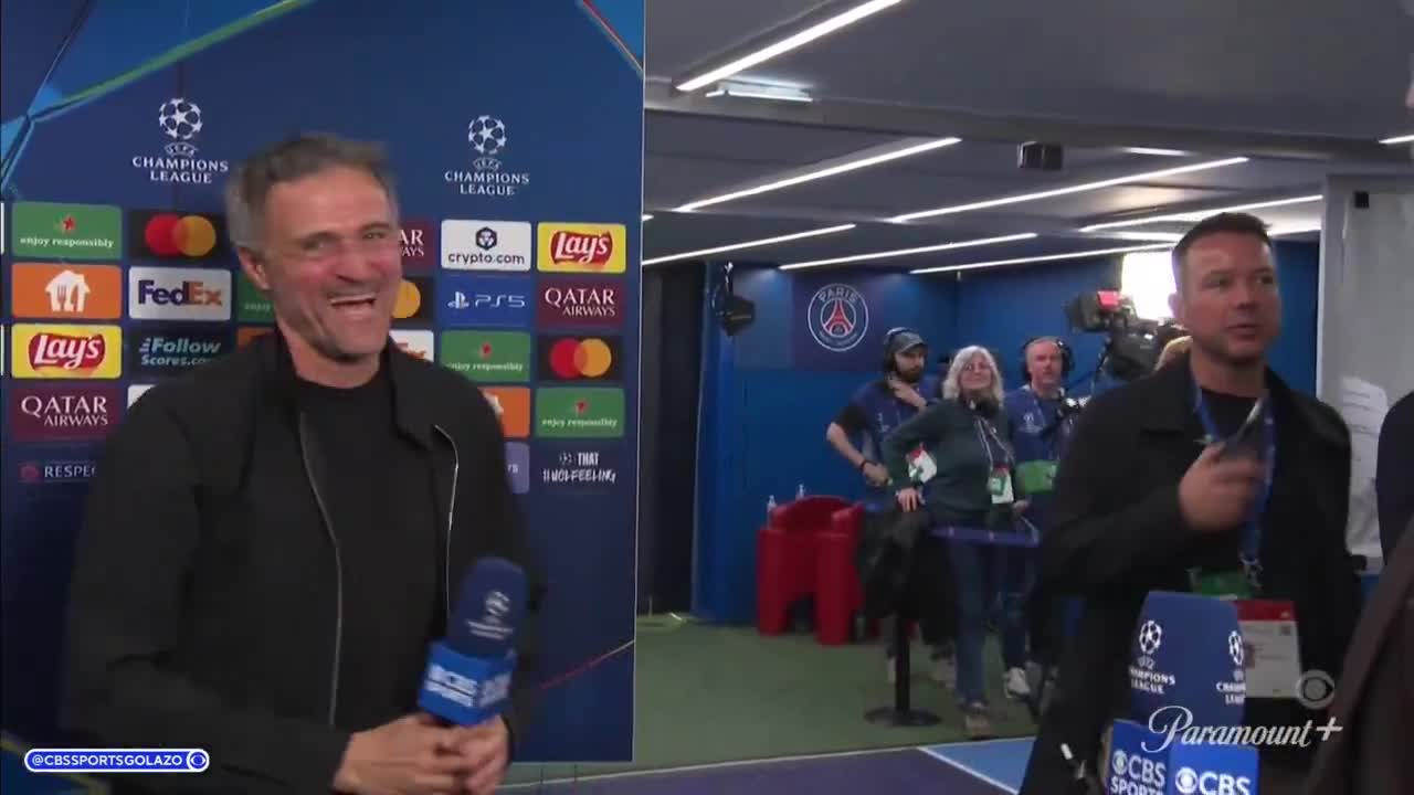 Luis Enrique and Vincent Kompany crossed paths in the flash interview zone after the thrilling match and had a brief exchange.