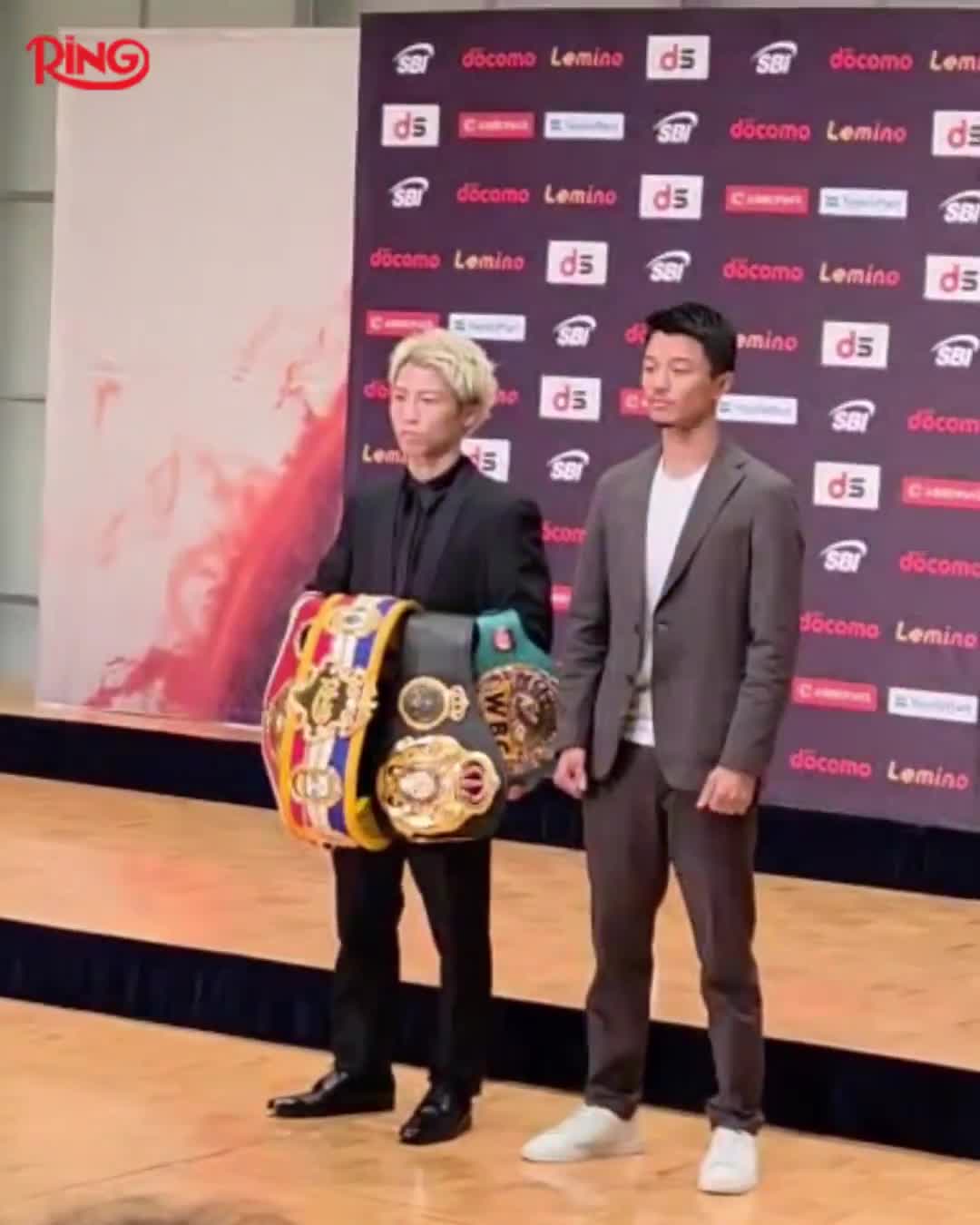 Naoya Inoue and Junto Nakatani take the stage after the press conference in Tokyo