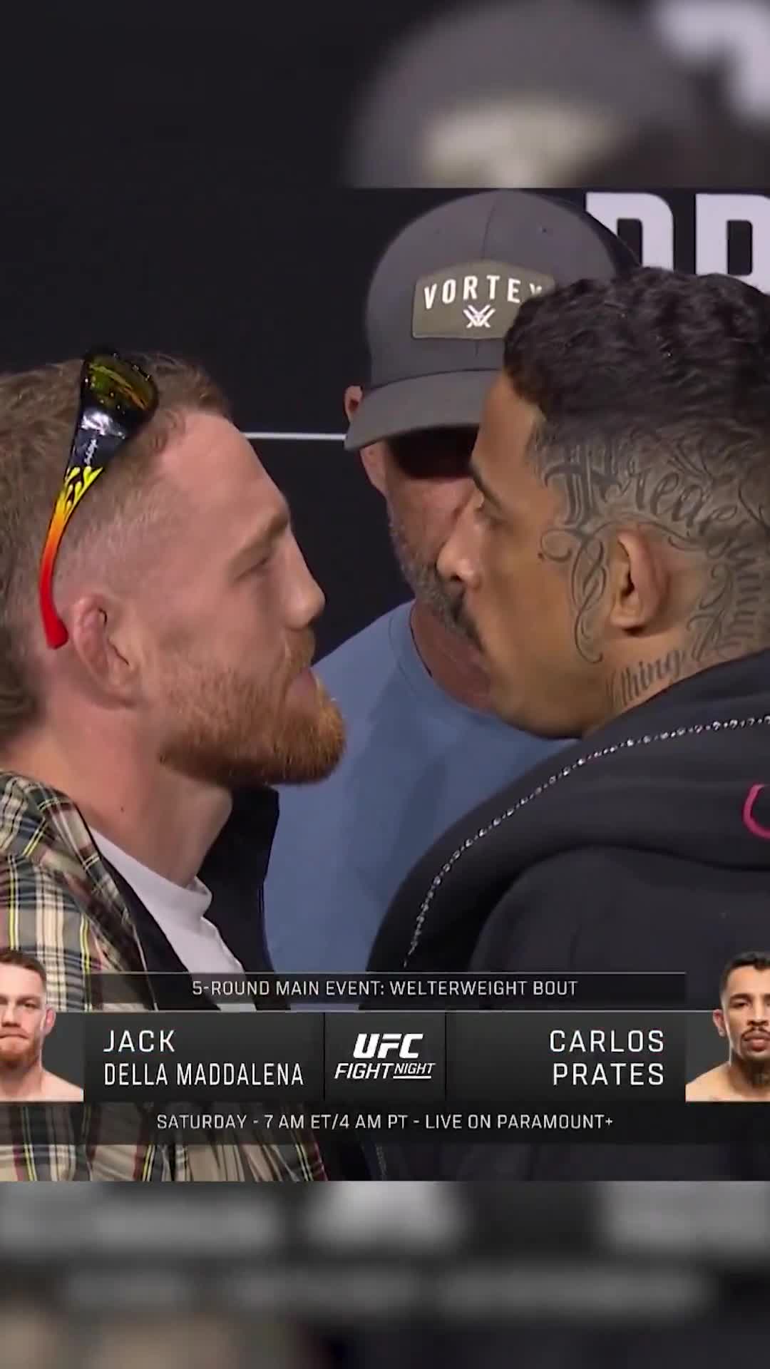 Jack Della Maddalena and Carlos Prates face off at the #UFCPerth presser