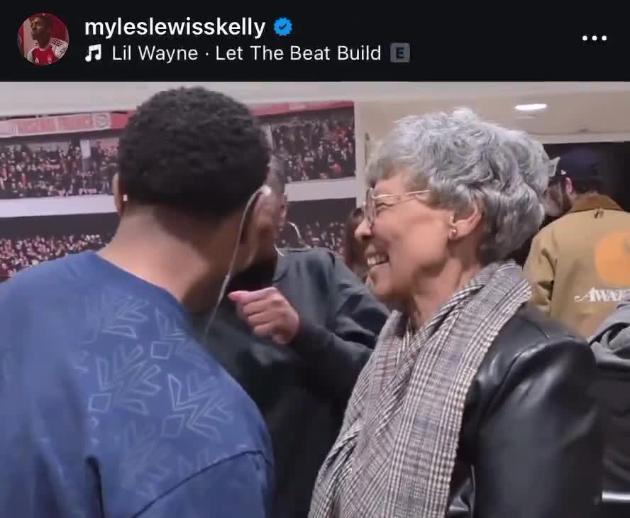 Myles Lewis-Skelly on Instagram, talking to his grandmother & dancing with his mother, after qualifying for the Champions League final