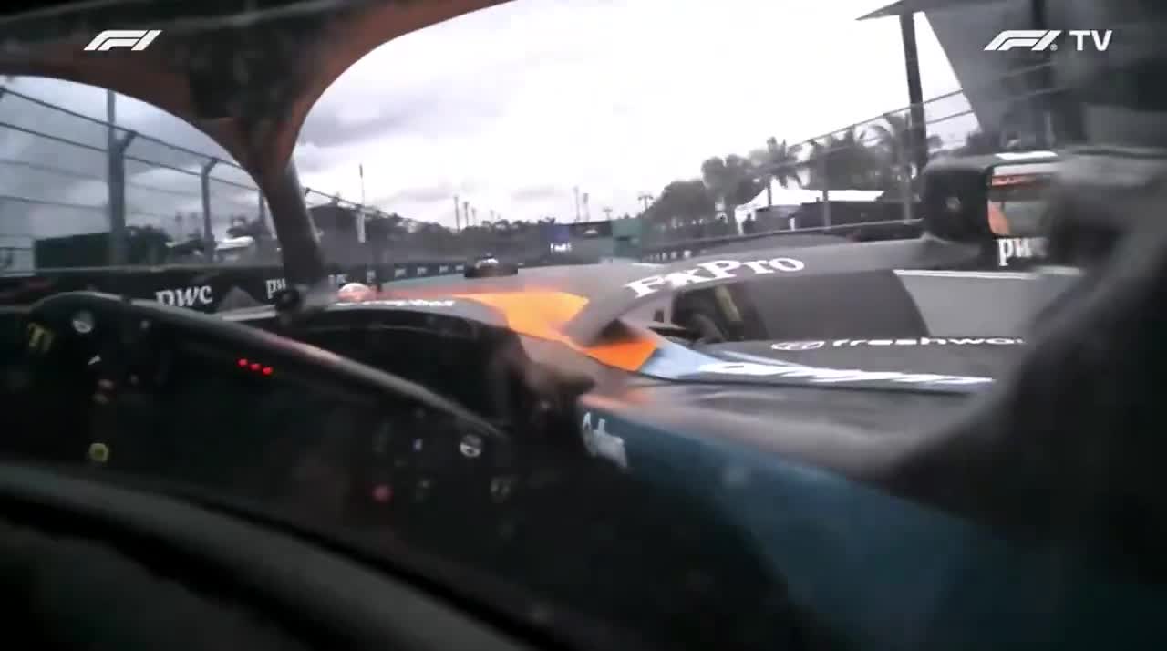 Lando Norris’s overtake on Charles Leclerc from inside the McLaren cockpit