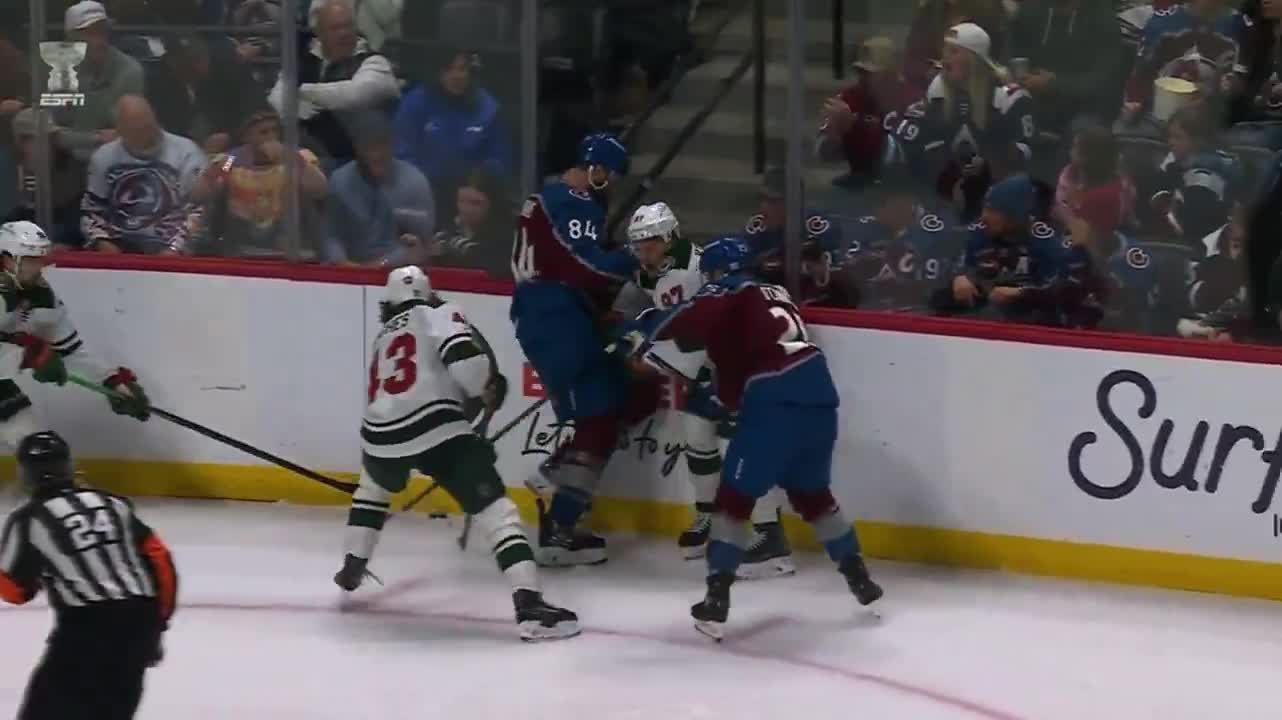 Brent Burns was trying to kick the puck away, missed, and kicked Kirill Kaprizov in a sensitive area