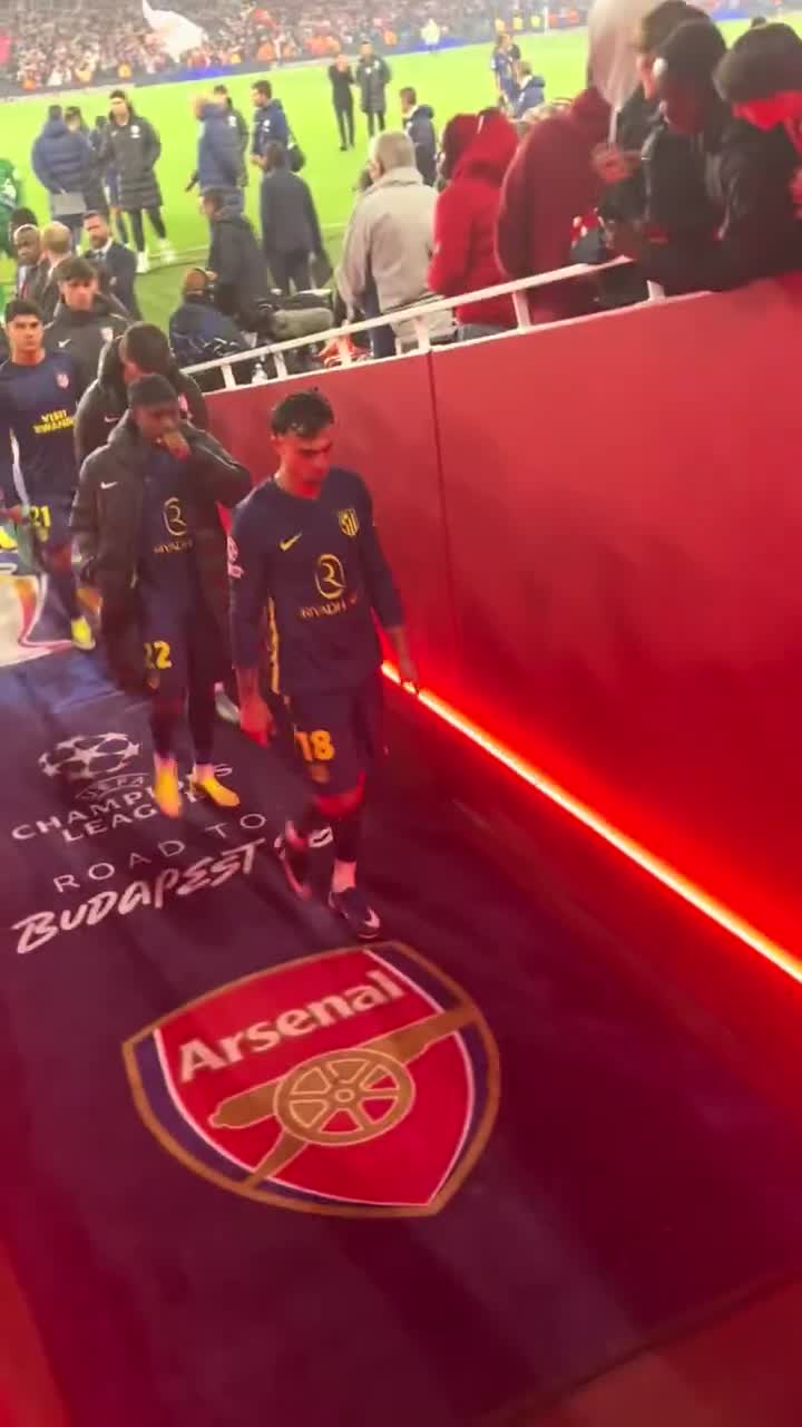 Diego Simeone was spotted walking on the Arsenal badge at full-time, while his players avoided it