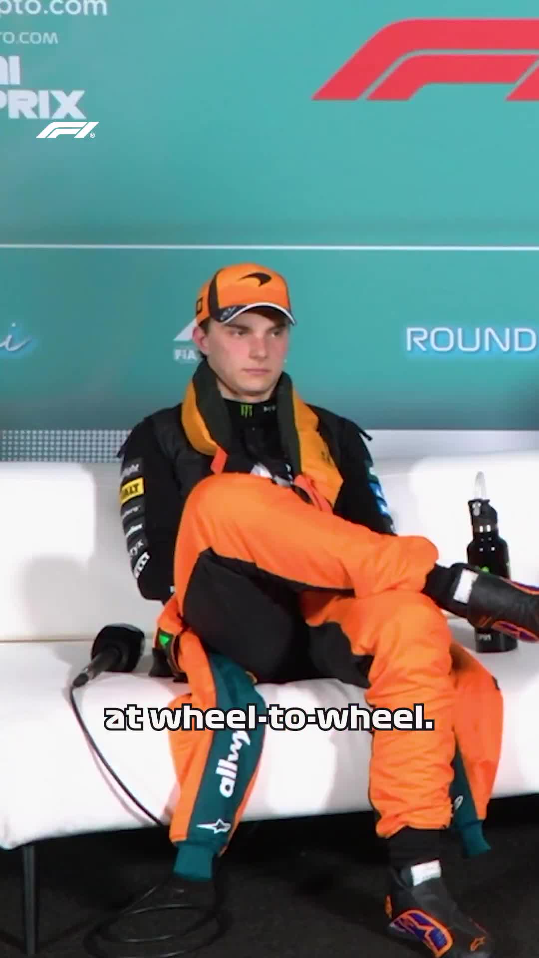 The reactions from Oscar Piastri and Lando Norris
