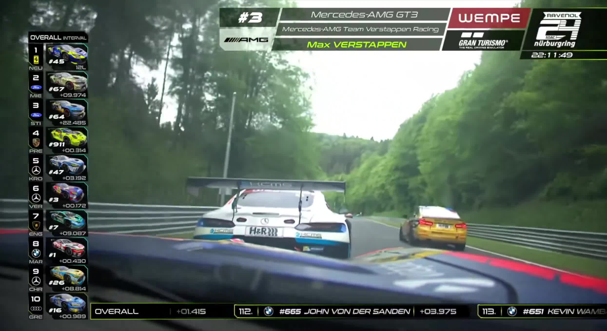 Max Verstappen makes a grass overtake