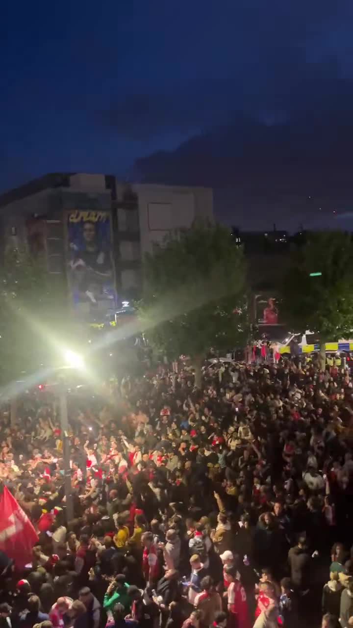 The streets of London are filled with Arsenal fans celebrating