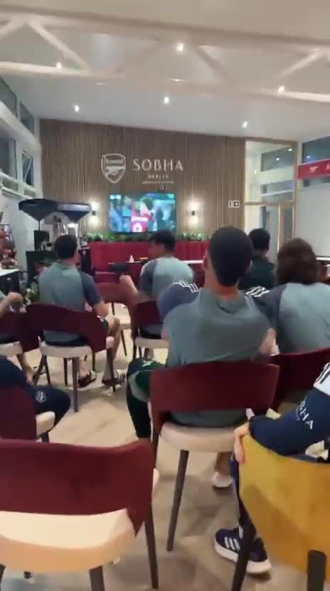 The Arsenal players supporting Bournemouth at the training ground tonight, before being crowned Premier League champions.
